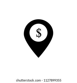 bank in map pin icon. Element of banking and finance icon for mobile concept and web apps. Glyph style bank in map pin icon can be used for web and mobile. Premium icon on white background