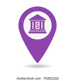 Bank map pointer on white background. Vector illustration