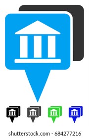 Bank Map Pointers flat vector illustration. Bank Map Pointers icon with gray, black, blue, green color versions.