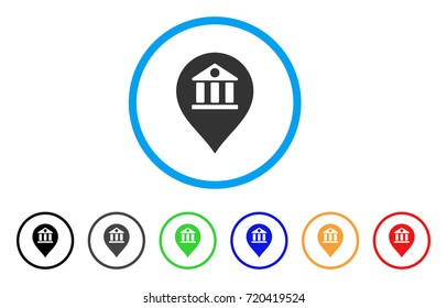 Bank Marker rounded icon. Style is a flat bank marker gray symbol inside light blue circle with black, gray, green, blue, red, orange color versions. Vector designed for web and software interfaces.
