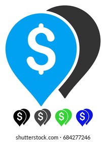 Bank Markers flat vector icon. Bank Markers icon with gray, black, blue, green color versions.