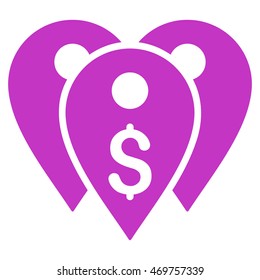 Bank Marks icon. Vector style is flat iconic symbol with rounded angles, violet color, white background.