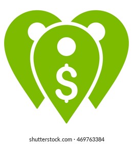 Bank Marks icon. Vector style is flat iconic symbol with rounded angles, eco green color, white background.