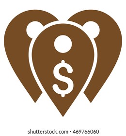 Bank Marks icon. Vector style is flat iconic symbol with rounded angles, brown color, white background.