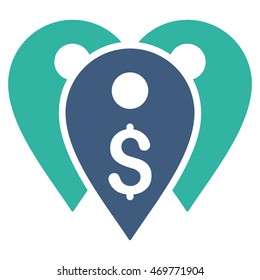 Bank Marks icon. Vector style is bicolor flat iconic symbol with rounded angles, cobalt and cyan colors, white background.