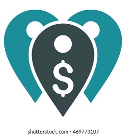 Bank Marks icon. Vector style is bicolor flat iconic symbol with rounded angles, soft blue colors, white background.