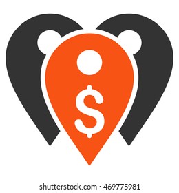Bank Marks icon. Vector style is bicolor flat iconic symbol with rounded angles, orange and gray colors, white background.