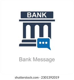Concepto de icono de banco y mensaje bancario