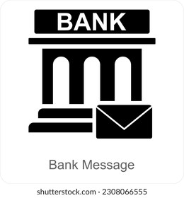 Concepto de icono de banco y mensaje bancario