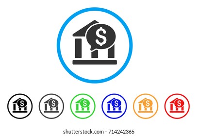 Bank Message icon. Vector illustration style is a flat iconic bank message grey rounded symbol inside light blue circle with black, gray, green, blue, red, orange color versions.