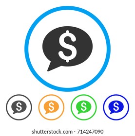 Bank Message icon. Vector illustration style is a flat iconic bank message gray rounded symbol inside light blue circle with black, green, blue, yellow color variants.