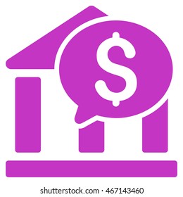 Bank Message icon. Vector style is flat iconic symbol with rounded angles, violet color, white background.