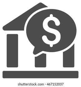 Bank Message icon. Vector style is flat iconic symbol with rounded angles, gray color, white background.