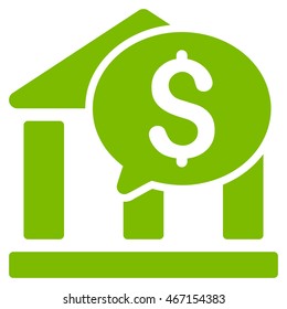 Bank Message icon. Vector style is flat iconic symbol with rounded angles, eco green color, white background.