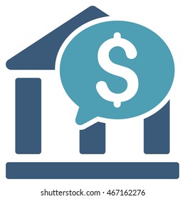 Bank Message icon. Vector style is bicolor flat iconic symbol with rounded angles, cyan and blue colors, white background.