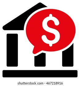 Bank Message icon. Vector style is bicolor flat iconic symbol with rounded angles, intensive red and black colors, white background.