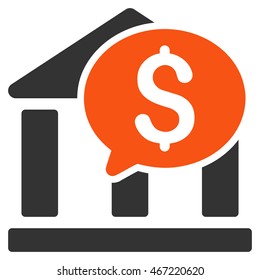 Bank Message icon. Vector style is bicolor flat iconic symbol with rounded angles, orange and gray colors, white background.