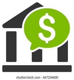 Bank Message icon. Vector style is bicolor flat iconic symbol with rounded angles, eco green and gray colors, white background.