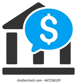 Bank Message icon. Vector style is bicolor flat iconic symbol with rounded angles, blue and gray colors, white background.