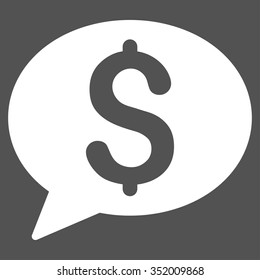 Bank Message vector icon. Style is flat symbol, white color, rounded angles, gray background.