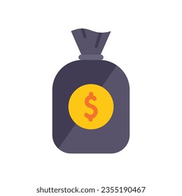 Bank money bag icon flat vector. Digital finance. People service isolated
