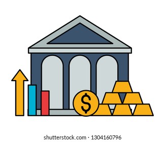 bank money gold bars chart stock market