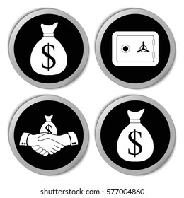 Bank and money icons - vector stickers  set