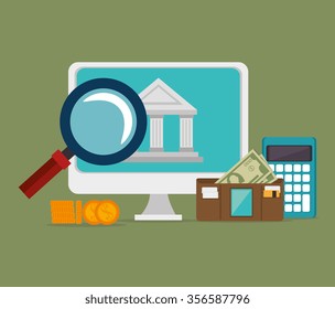 Bank, money and investment graphic design, vector illustration