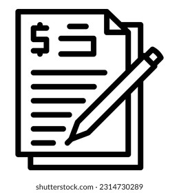 Bank money paper icon outline vector. Work income. Dream rich