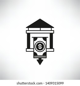 bank and money for QE quantitative easing concept