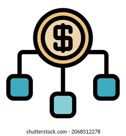 Bank Money Scheme Icon. Outline Bank Money Scheme Vector Icon Color Flat Isolated