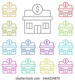 Bank multi color icon. Simple thin line, outline vector of saving money icons for ui and ux, website or mobile application