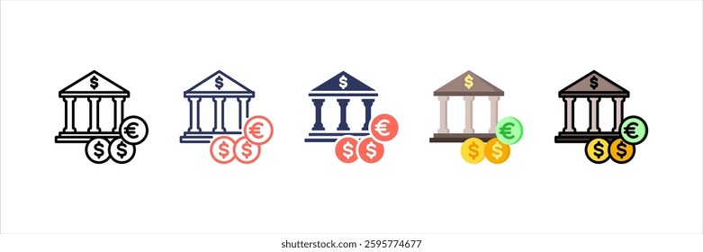 Bank Multi Style Icon Set