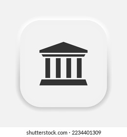 Bank or museum building with column vector icon in neumorphism style. Vector EPS 10