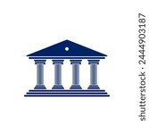 Bank, museum or library icon. Classical architecture building with columns. flat vector illustration easy to edit and customize. . Column pillar parthenon landmark. Vector illustration flat architectu