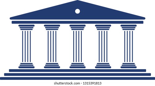 Bank, museum or library icon. classical architecture building with columns. flat vector illustration easy to edit and customize. . Column pillar parthenon landmark. Vector illustration flat architectu