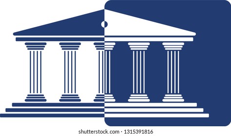 Bank, museum or library icon. classical architecture building with columns. flat vector illustration easy to edit and customize. . Column pillar parthenon landmark. Vector illustration flat architectu