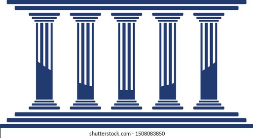 Bank, museum or library icon. classical architecture building with columns. flat vector illustration easy to edit and customize. . Column pillar parthenon landmark. Vector illustration flat architectu