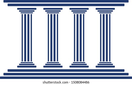 Bank, museum or library icon. classical architecture building with columns. flat vector illustration easy to edit and customize. . Column pillar parthenon landmark. Vector illustration flat architectu