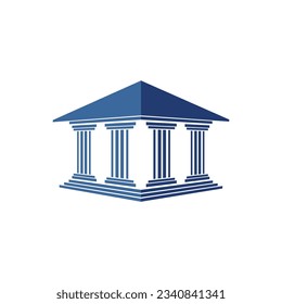 Bank, museum or library icon. classical architecture building with columns. flat vector illustration easy to edit and customize. . Column pillar parthenon landmark. Vector illustration flat architectu