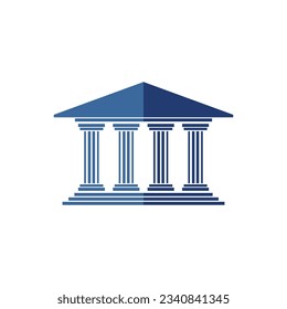 Bank, museum or library icon. classical architecture building with columns. flat vector illustration easy to edit and customize. . Column pillar parthenon landmark. Vector illustration flat architectu