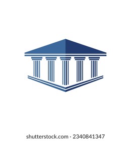 Bank, museum or library icon. classical architecture building with columns. flat vector illustration easy to edit and customize. . Column pillar parthenon landmark. Vector illustration flat architectu