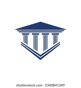 Bank, museum or library icon. classical architecture building with columns. flat vector illustration easy to edit and customize. . Column pillar parthenon landmark. Vector illustration flat architectu