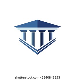 Bank, museum or library icon. classical architecture building with columns. flat vector illustration easy to edit and customize. . Column pillar parthenon landmark. Vector illustration flat architectu