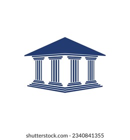 Bank, museum or library icon. classical architecture building with columns. flat vector illustration easy to edit and customize. . Column pillar parthenon landmark. Vector illustration flat architectu