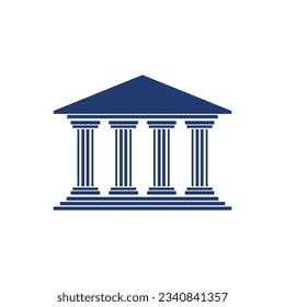 Bank, museum or library icon. classical architecture building with columns. flat vector illustration easy to edit and customize. . Column pillar parthenon landmark. Vector illustration flat architectu