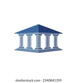 Bank, museum or library icon. classical architecture building with columns. flat vector illustration easy to edit and customize. . Column pillar parthenon landmark. Vector illustration flat architectu