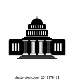 Bank, museum or library icon. classical architecture building with columns. Column pillar parthenon landmark. Vector illustration flat architectu