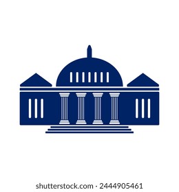 Bank, museum or library icon. Classical architecture building with columns. flat vector illustration easy to edit and customize. . Column pillar parthenon landmark. Vector illustration flat architectu