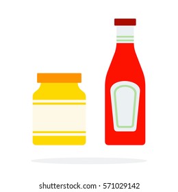 Bank of mustard and ketchup Bank vector flat material design isolated on white
